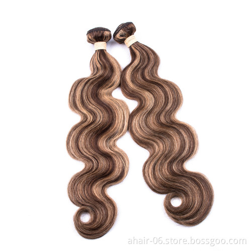 Straight and Body No Tangle No Shed Soft And Smooth, P4/27 Color 100% Brazilian Virgin Human Hair 10"-30" Hair Bundles In Stock